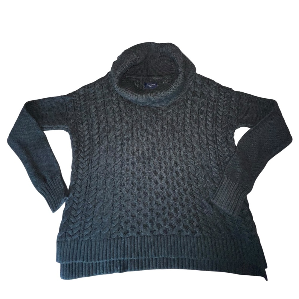 Women's grey American Eagle Cable Knit Sweater‎ with cowl neck size small
